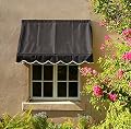 Retractable Window Awning in Traditional Style with Scalloped Valance - 8' Wide in Ebony Black
