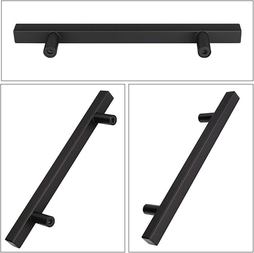 Miniatura 10 de Peaha PHJ22BK - Manijas para cajones de alacenas, color negro, barra cuadrada en forma de T Perillas para muebles de acero inoxidable paquete de 5