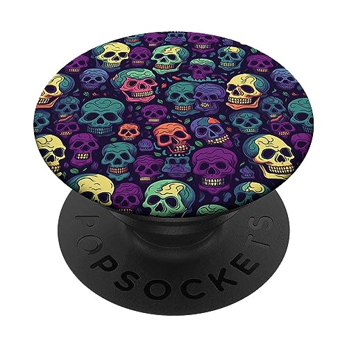Gothic Pattern Skulls Design Cinco De Mayo Halloween PopSockets Swappable PopGrip, Black