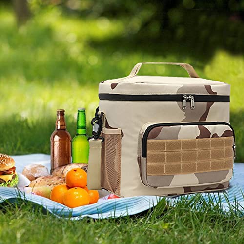 Dyalsa Tactical Lunch Box For Men, Large Insulated Lunch Bag, Durable Waterproof Leakproof Cooler Bag For Adults/Women/Work Outdoor Picnic Trips, 24 Cans/15 L (Desert Camo #TOP5
