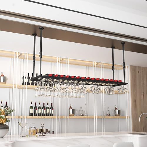 Casier à vin de plafond réglable pour optimiser l'espace des petites cuisines