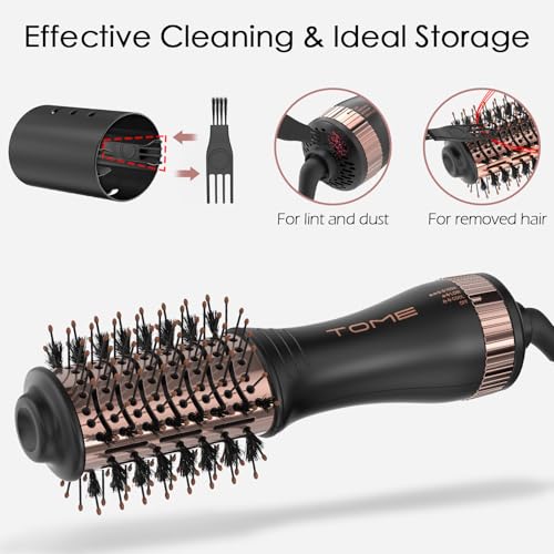 Image of Blow Dryer Brush, Hair Dryer Brush in One, 600W Oval Hot Air Volumizer & Straightener, Anti-Frizz Blowout Styling Brush, Dual Voltage 120-240V, Black