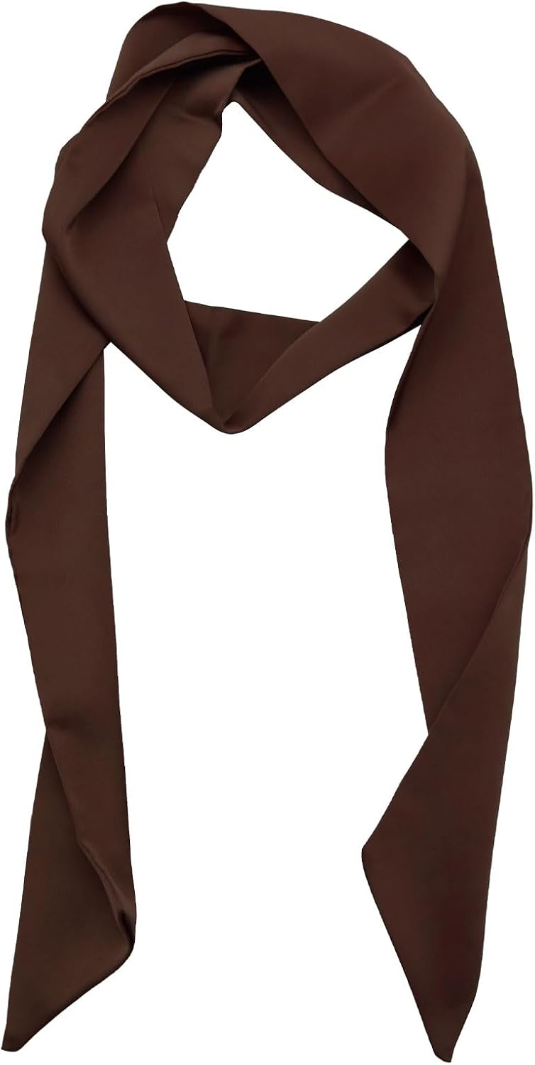 LJBFNN Bow Ties for Women Ribbon Self Tie Satin Necktie, Solid Color Skinny Scarf for Neck Hairband Handbag Belt Purse Hat