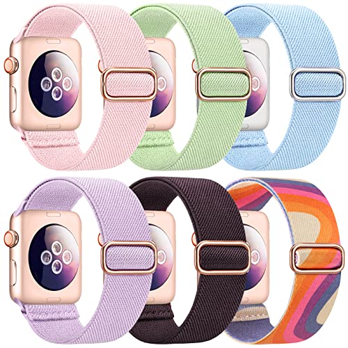 Higgs 6 Pack Stretchy Nylon Strap Compatible with Apple Watch Straps 38mm 40mm 41mm 42mm 44mm 45mm 46mm 49mm - Image 2