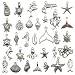 Kinteshun Marine Creatures Fishes Shells Charm Pendant Connector for DIY Jewelry Making Accessaries(40pcs,Antique Silver)