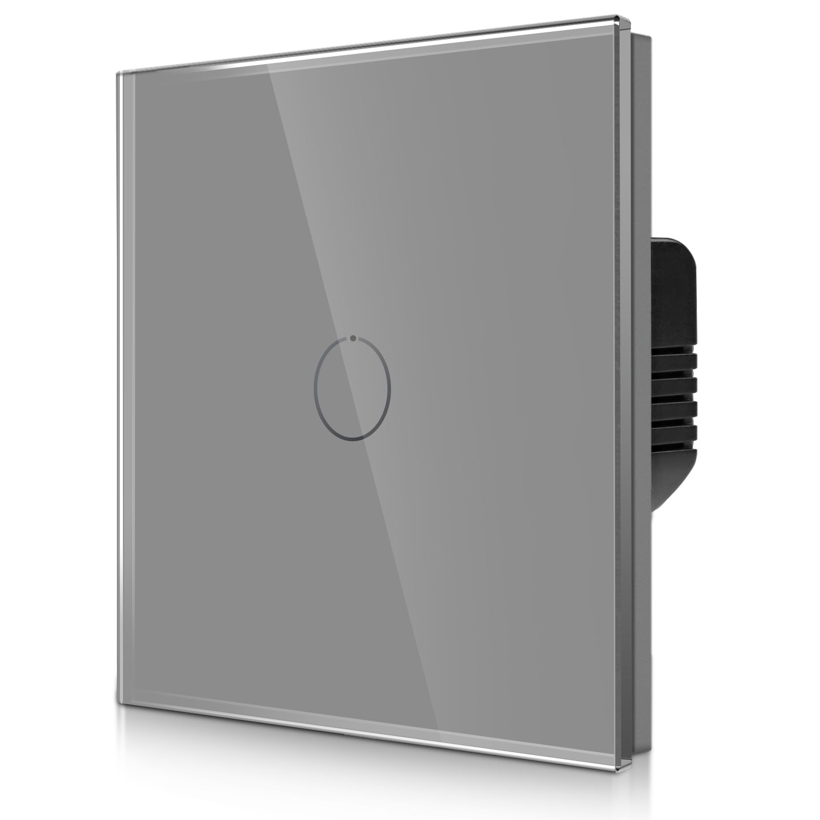 CNBINGO 2-Way Touch Light Switch, Grey Wall with Glass Panel and Status LED Backlight, No Neutral Wire Required
