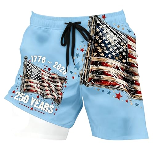 Generisch Bañador de doble capa para playa, surf y comodidad, azul claro, 3XL