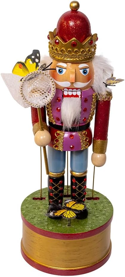 Kurt Adler 12" Wind-Up Musical Butterfly Catcher Nutcracker