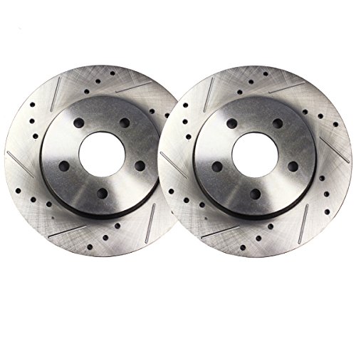 Detroit Axle - 11.65" (296mm) 5 Lug FRONT Drilled and Slotted Brake Rotors