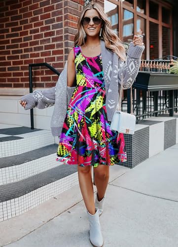 uideazone Women's Sleeveless Scoop Neck Summer Beach Casual Midi A Line Dress4