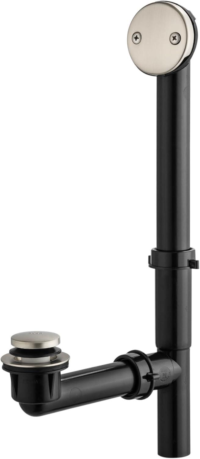 Artiwell 1-1/2'' Black Tubular Bath Drain Kit with Tip-Toe Bath Drain Stopper & Overflow Plug, Champagne Bronze