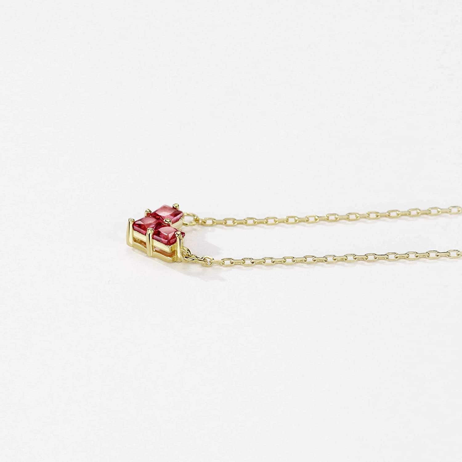 Michooyel 925 Sterling Silver Ruby Heart Necklace 18K Gold Plated Princess Cut Dainty Necklace for Women - Image 5