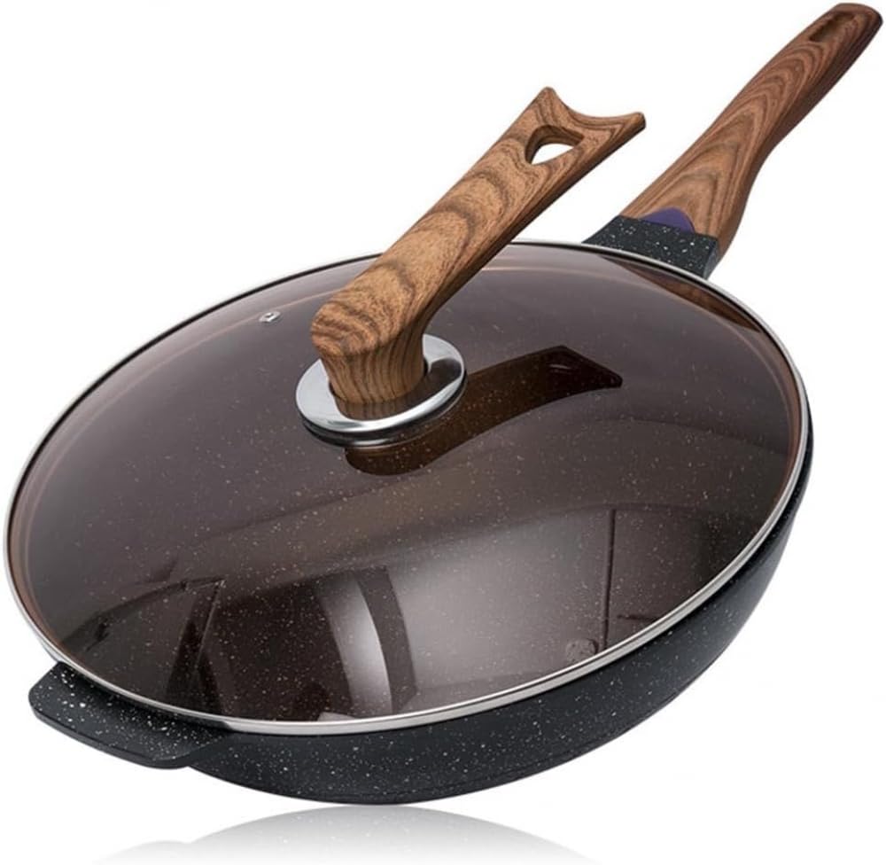 Woki z powłoką zapobiegającą przywieraniu, odlewane ciśnieniowo aluminiowe patelnie do smażenia odporne na zarysowania, 13,4-calowa patelnia indukcyjna z powłoką granitową, p(34cm)