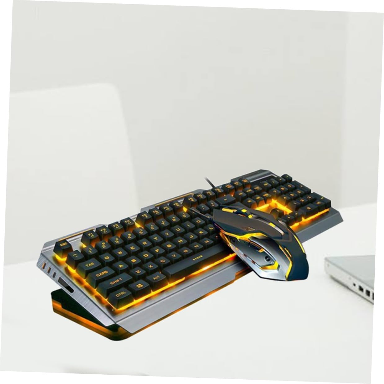 Set Tastiera Meccanica Gaming Retroilluminazione LED e Mouse Ergonomico USB Nero in Plastica Tasti Flottanti e Funzioni Multimediali Fn