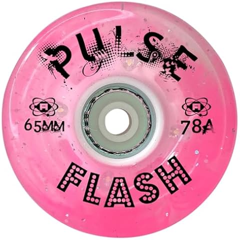Atom Skates Outdoor Quad Roller Wheels 78A Atom Pulse Flash 65x37 Pink / 1 Pack - 4 Wheels Cover