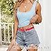 SANSTHS Women Leather Belt for Jeans Pants Fashion Ladies Skinny Belt for Dresses Thin Belt with Single Prong Buckle,red,S