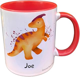 Personalised Dinosaur Mug Gift - Present for T-Rex Lovers - Gifts for Dinosaur Lovers - Personalised Dinosaur Mug - Country Style Mug (Yellow)