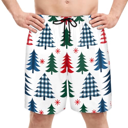 Men's Swim Trunks Size S Pine Tree Cutouts with Mesh Lining Soft Breathable Quick Dry Beach Shorts Pearly White