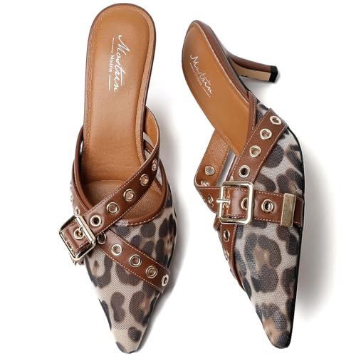 Image of Mostrin Kitten Heels for Women Pointed Closed Toe Heels Vintage Stiletto Dressy Pumps Shoes for Office Work Party