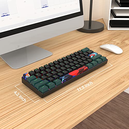 Image of 60 Percent Gaming Keyboard Mechanical with Linear Red Switch, 60% Wired Ultra-Compact Mini Keyboard Rainbow with PBT Keycaps for Ps4 /Ps5 /Xbox(61 Green)