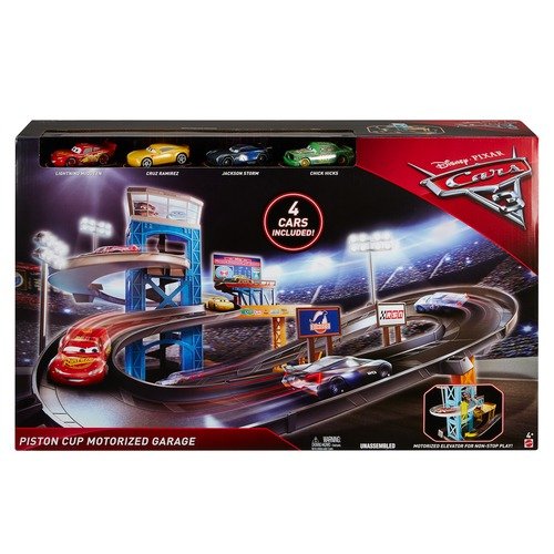 disney cars piston cup motorized garage