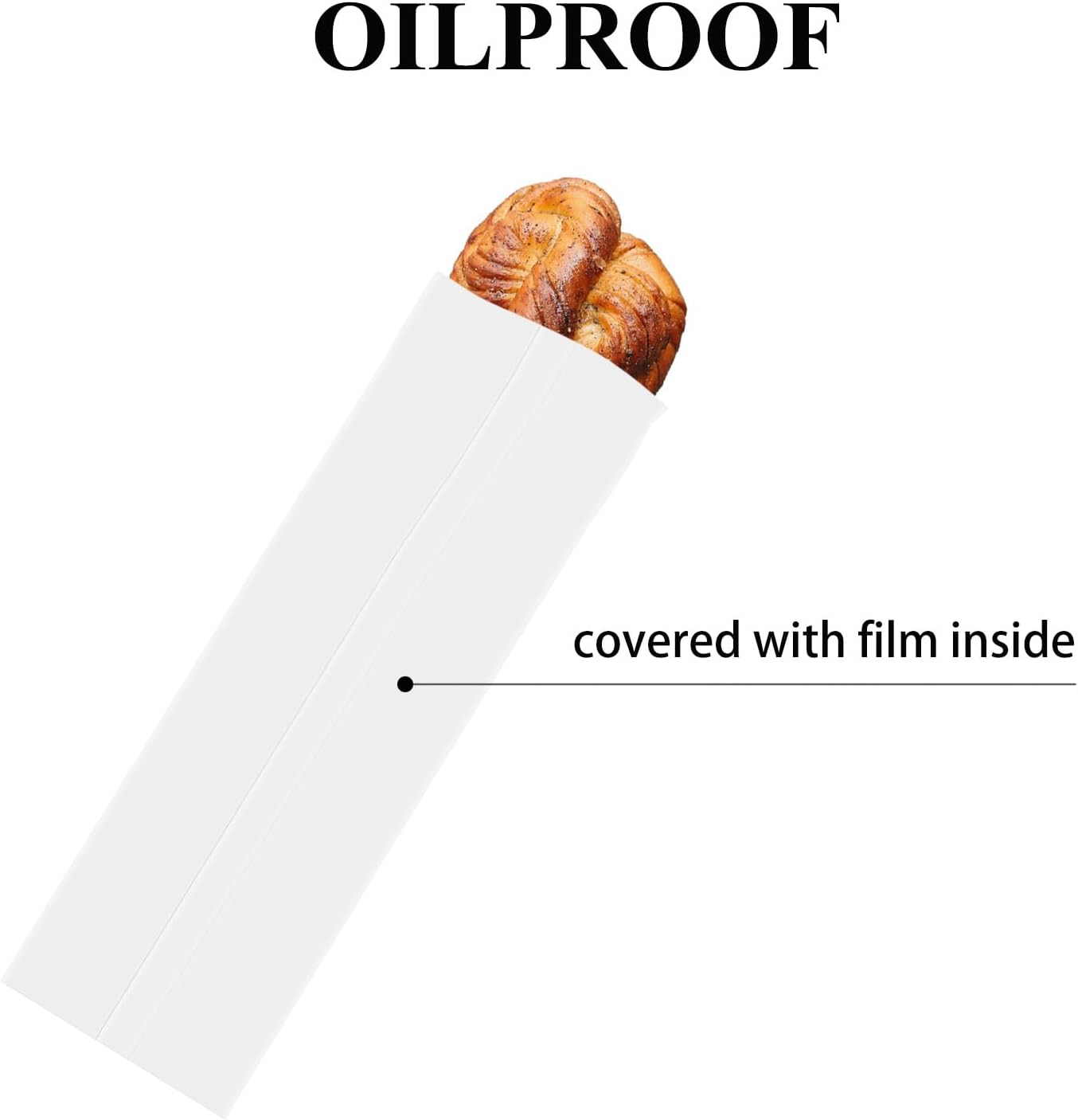 JUYO VONSAN White Kraft Paper Bags Disposable Silverware Sleeves Wax Cutlery Bags 3 x 10 Inch Churro Bag Kraft Paper Stock Bag for Pretzel Rod Cookies Bakery Treats (2000)