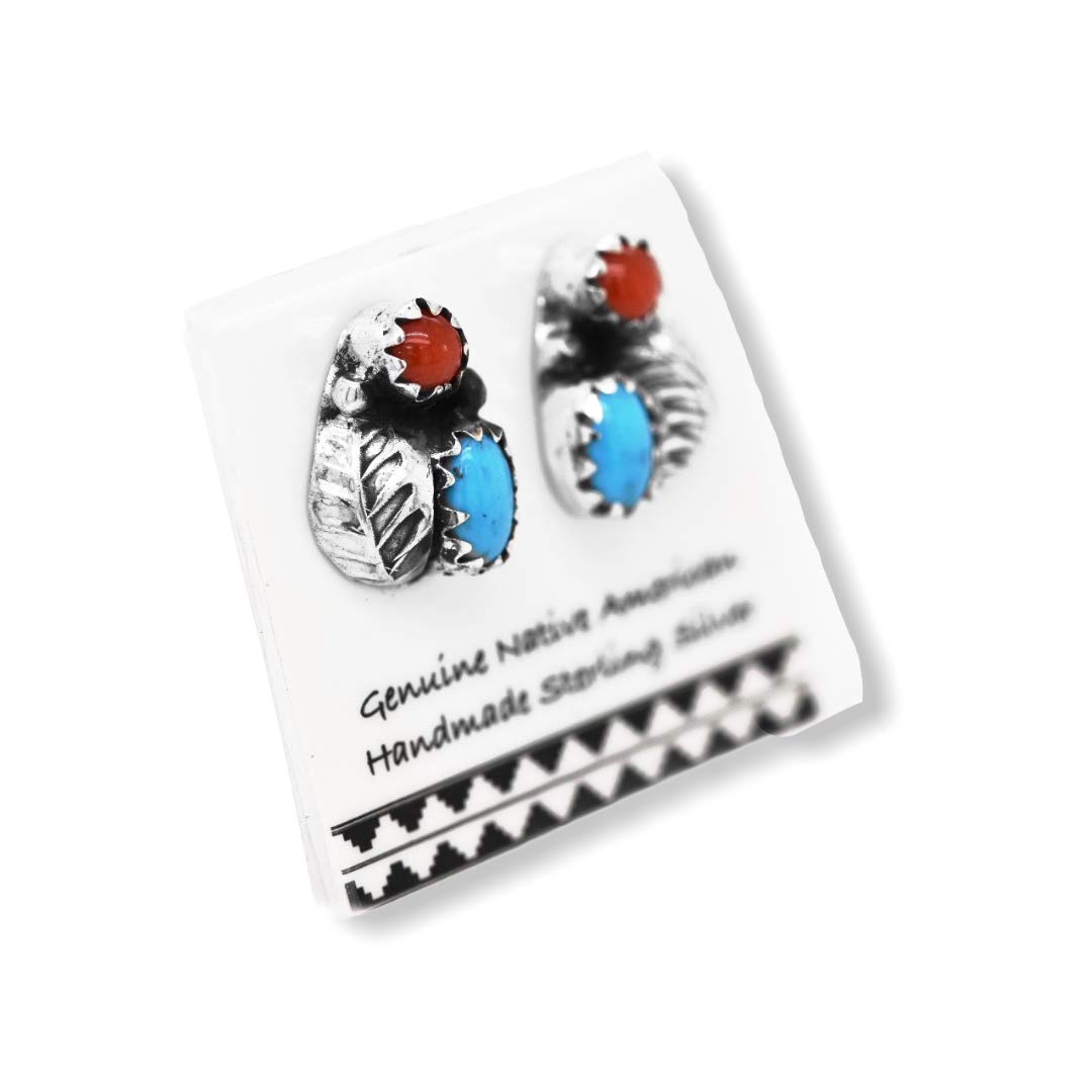 Sleeping Beauty Turquoise and Coral Earrings