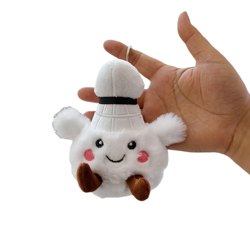 XIYUAN Cute Badminton Plush Doll Keychain - 13cm Soft Stuffed Shuttlecock Toy Keyring for Backpacks, Bags, Luggage - Creative Gift for Kids, Friends, Badminton Lovers & Sports Fans (Style A)