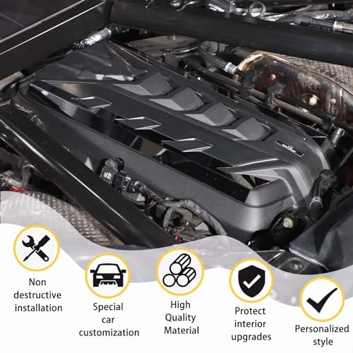 Image of CHEAYAR Engine Bay Panel Cover Compatible with Chevrolet Corvette C8 2020-2023, Engine Shroud Cover Panel Trims, C8 Accessories 2PCS (Engine Bay Trim - Silver)