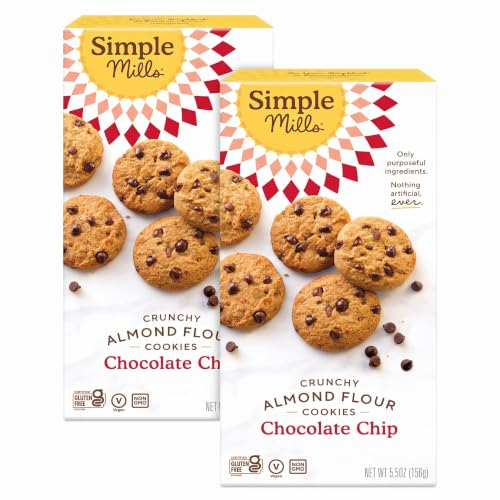 Simple Mills Almond Flour Chocolate Chip Cookies, Gluten Free and Delicious Crunchy Cookies, Organic Coconut Oil, Good for Snacks (Packaging May Vary) (Pack of 2)