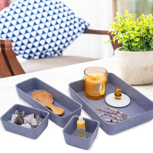 Image of Welaxy Minimalist 8pc Felt Desk Drawer Organizer Glacier Gray Bins