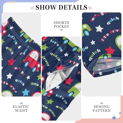 ZZXXB Cartoon Car Print Boys Long Pants Soft Trousers Elastic Waist Kids Lounge Bottoms with Pockets S-XL4