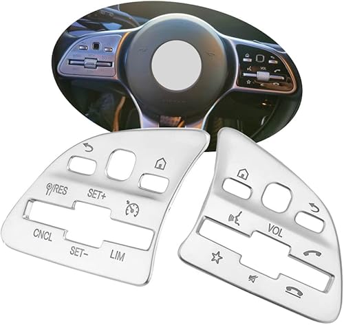 Miniatura 7 de Adhesivo decorativo plateado para volante de automóvil, compatible con Mercedes Benz A B GLA CLA GLS GLE CLS SL (modelo de flecha)
