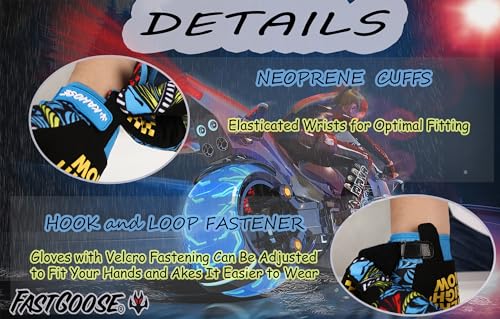 FASTGOOSE Skeleton-Paw Motorcycle Gloves for Men&Women,Cycling Glove Breathable Dirtbike Glove for ATV MTB Motocross Racing (Blue0002, Small) by FASTGOOSE - Used condition - Image 3