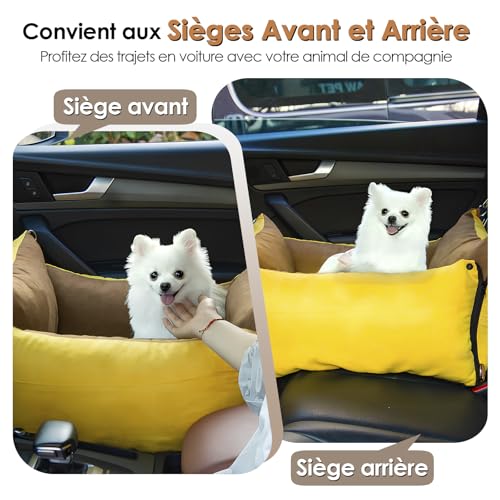 Siège auto pour petits chiens lavable avec zone extensible et rangements intégrés - 3