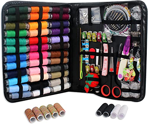 Premium Large Sewing Kit for Adults, 237 Pcs DIY Sewing Kit, Needle and Thread Kit for Beginners, Kids, Basic Home Hand Sewing Supplies Repair Kits, Emergency Travel Sewing Kits