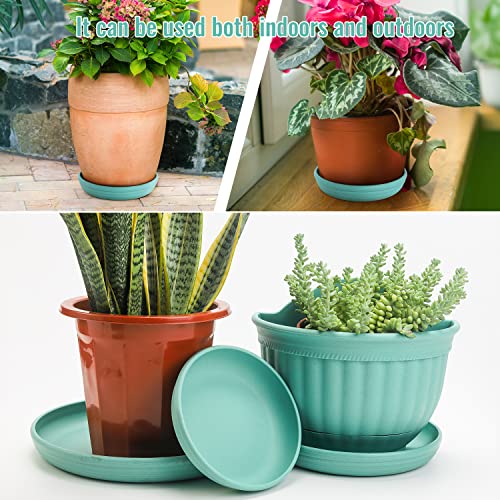 Sungmor Plastic Plant Saucer Drip Trays - Set Of 3 (6.8" & 9.2" & 11.5") Emerald Green Plant Pot Saucers Plate - Round Flowerpot Drip Tray For Indoor & Outdoor Potted Plants #TOP5