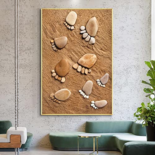Affiche pierre sur la plage déco salon pour créer une atmosphère zen et relaxante chez soi