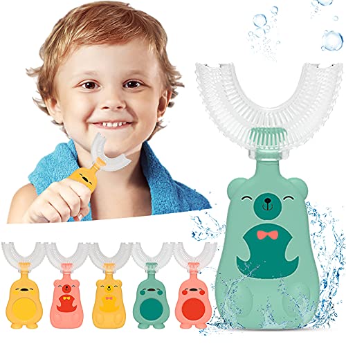 Awligaiy 1PC Childrenâ€™s U-Shape Toothbrush, Soft Manual Training Toothbrush, 360Â° Thorough Cleansing Whitening Massage Toothbrush U-Type Modeling Toothbrush for Kid Children (#002, 2-6 T)