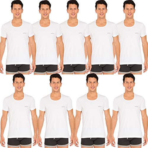 white rose Men Vest Half Seleeve(9 Pack) White-picture-21