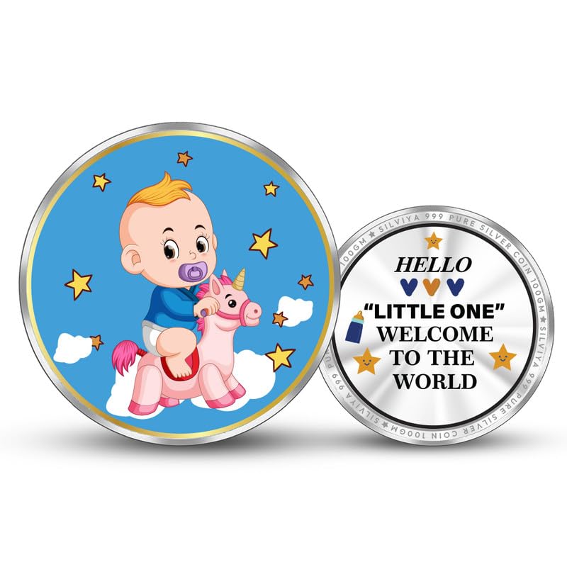 BIS Hallmarked "Newborn Baby Welcome" 999 Pure Silver Coin (10g, 20g, 50g, 100g) - Round Shape - Newborn Gift - New Baby Announcement Gift - With Certificate-image-18