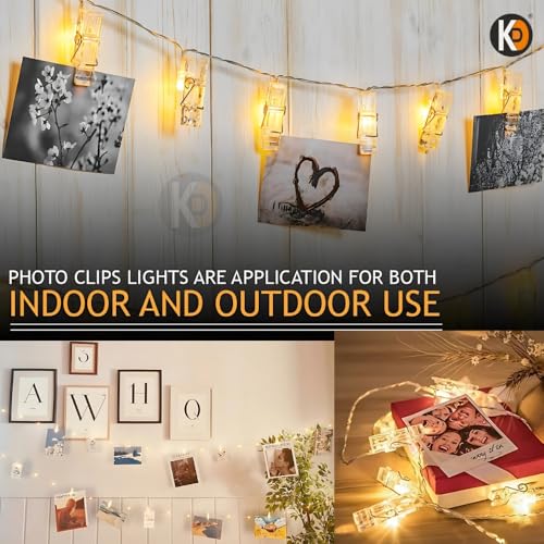 Image of K D Plastic Photo Clip String Lights - 3 Meter, 16 LED Warm Yellow Fairy Lights for Home, Room, Party & Festival Decoration (String Photo Clip Yellow)
