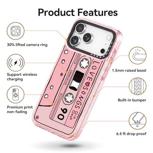 Coque iPhone Pro Max antichoc protège écran des chutes cassette rose - 5