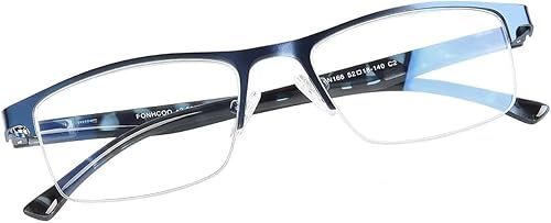FONHCOO Lentes de lectura para mujeres y hombres, con bloqueo de luz azul, lentes de lectura de metal con medio marco para computadora para lectura