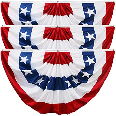 USA American Flag Fan Bunting 3.0 x 6.0 Feet Outdoor US Flag Decor Bunting Flag Bunting American Flag Porch Bunting American Flag Swag Bunting(3 Pack) Cover