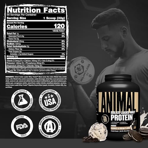 Image of Animal Whey Isolate Protein Powder, 25G High Protein | Cookies & Cream 4LB