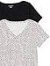 Amazon Essentials Women's Classic-Fit 100% Cotton Short-Sleeve V-Neck T-Shirt (Available in Plus Size), Pack of 2, Black/White Animal Print, X-Small