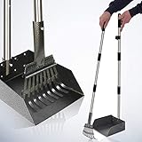 Pooper Scooper - 37.4' No Bending Long Handle Dog Pooper Scooper - Strong & Sturdy Rake & Scooper Set - Rust Proof Metal Poop Scooper Great for Small to Large Dogs or Multi Dogs (Standard, Black)