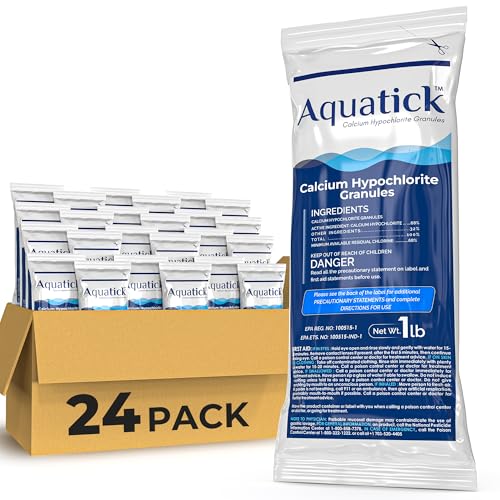 Pro-Grade Chlorine Pool Shock 68% Cal-Hypo Granular Sanitizer Prevents Bacteria & Algae Restores Crystal Clear Water - Shock Treatment Swimming Pool Chemical - 24 X 1lb