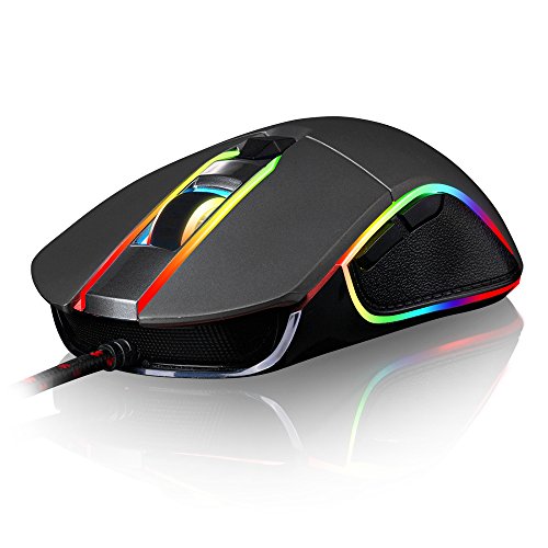 Motospeed V30 Wired 4000 DPI Gaming Mouse Support Macro Programming, with 6 Buttons, Adjustable RGB Backlit, 4 Adjustable DPI Mouse for PC, Laptop, Apple MacBook (Black)